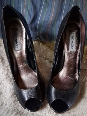 Steve Madden Black Peep-Toe High Heels
